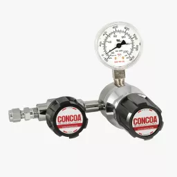 Three-port, chrome-plated brass barstock, point-of-use regulator for high purity inert gas applications