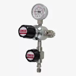 Four-port, stainless steel barstock, point-of-use regulator for high purity gases