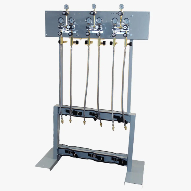 Floor stand and process station for manifold extensions and switchovers