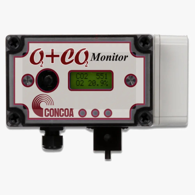 Air safety monitor designed for continuous monitoring of oxygen and carbon dioxide