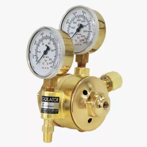 Dual stage cylinder regulator provides reliable pressure control for industrial gas applications