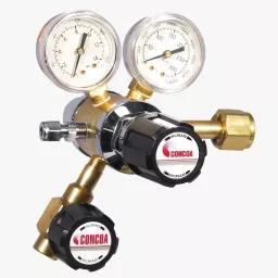 Dual stage cylinder regulator for carbon dioxide laser resonator gases